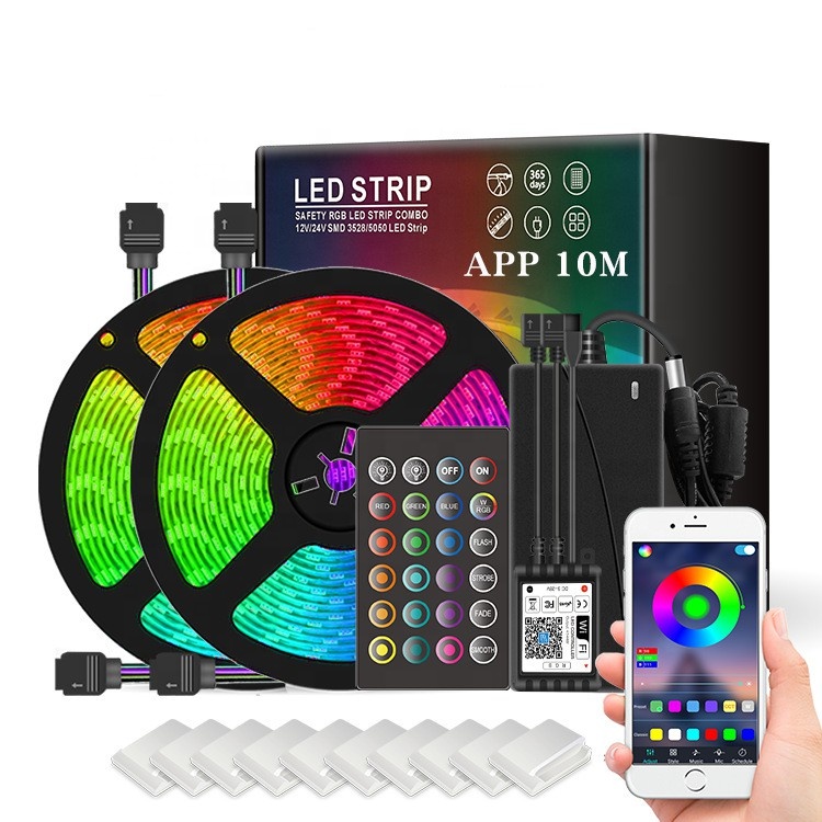 Светодиодная RGB лента SMD5050, водонепроницаемая Led полоска для подсветки телевизора, с управлением через приложение Google вспомогательand Alexa, 5 м, 10 м, Bluetooth, Wi-Fi