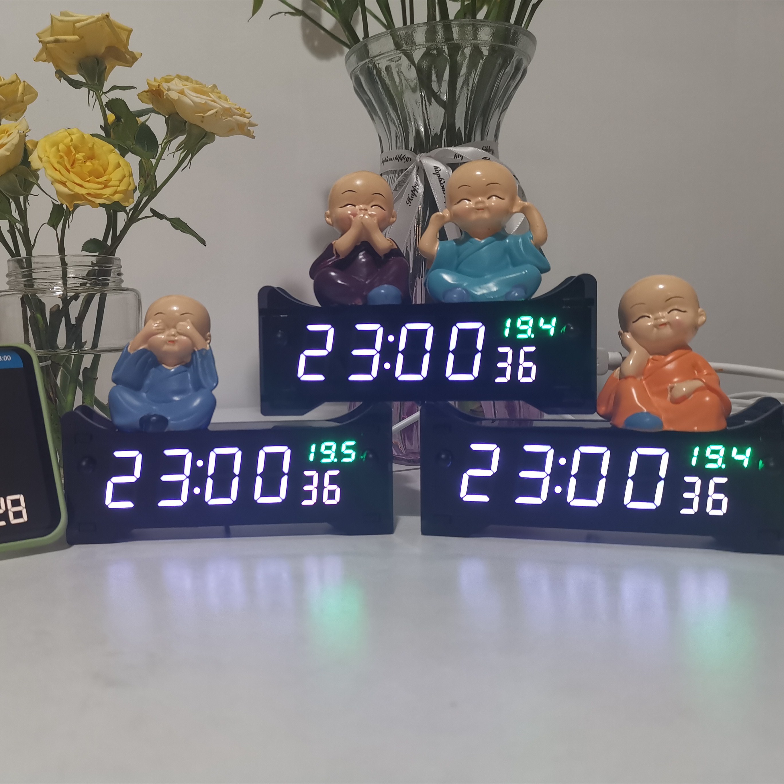 Светодиодные цифровые часы с большим экраном, светодиодный температурный Будильник, изогнутый экран, гостиная, офисный, настольный светящийся будильник