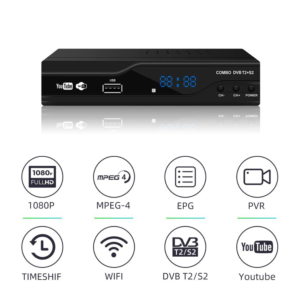 Приемники спутникового ТВ T2 + S2 IPTV CCCAM dvb t2 s2 комбинированный декодер
