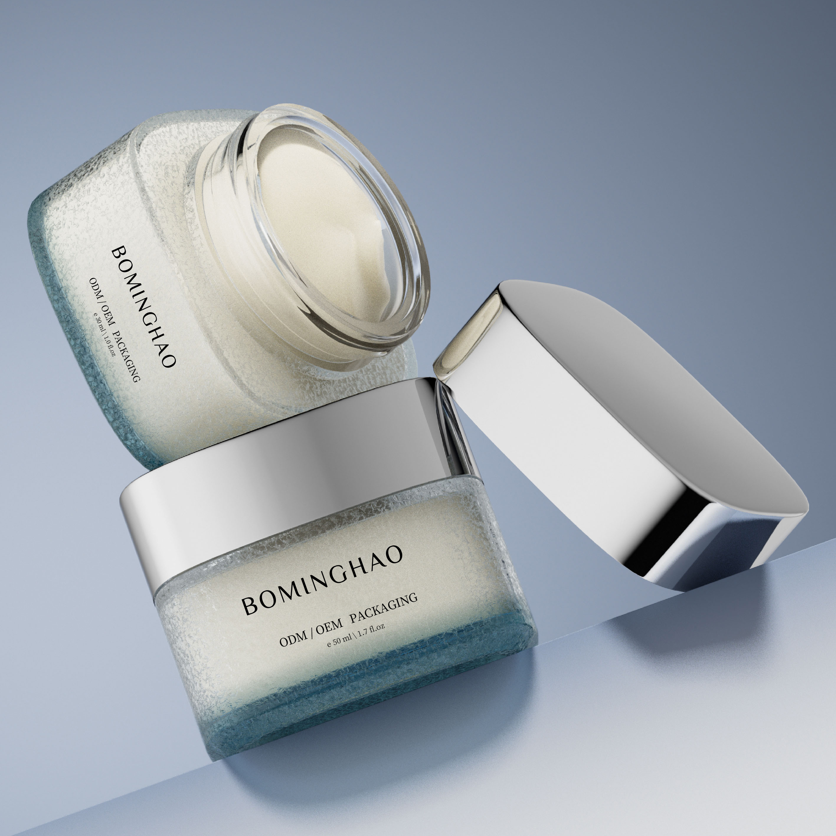 OEM ODM OBM 30g 50g 100g Cosmetic Packaging Empty Luxury Eye Skincare Face Body Glass Jars For Cream