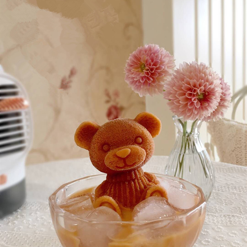 Bear ice mold silicone three dimensional ice lattice ice box milk tea ice sculpture chocolate creative coffee ice