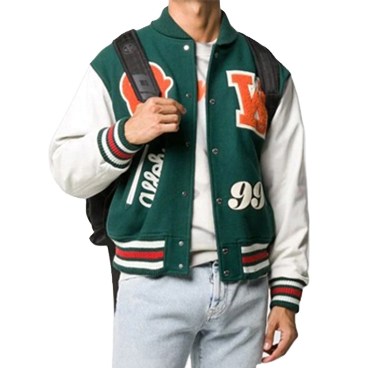2021 winter custom logo vintage boy leather coat plus size sport baseball jacket varsity bomber lettermen jacket for men
