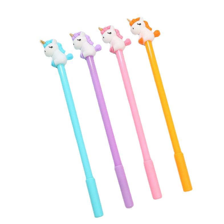 Fancy Novelty Cheap Cartoon Unicorn Pen With Korea Kawaii Cap Blue Top 1 Piece Gel Multicolor For School Student