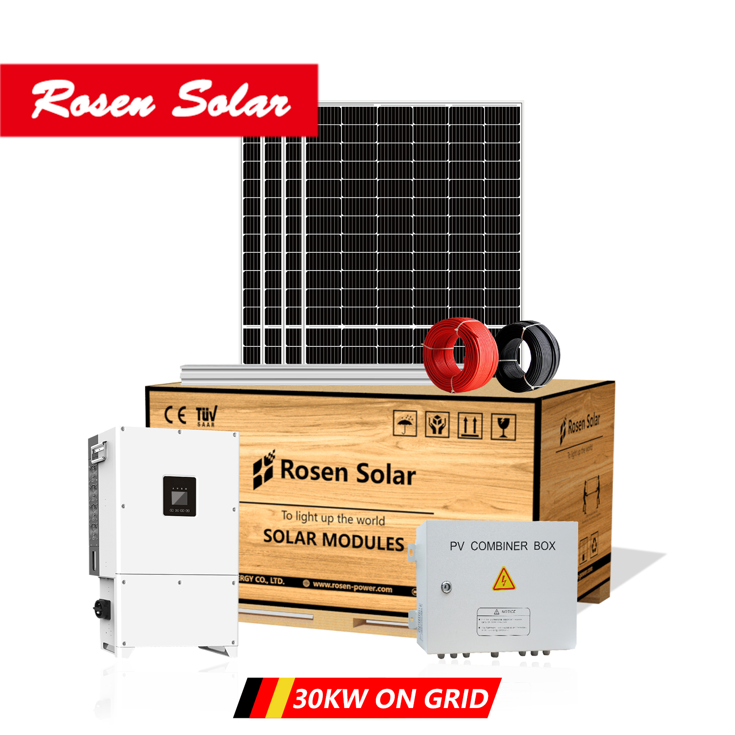 Rosen Solar 30 кВт на сетке, система питания солнечной панели, трехфазный однофазный