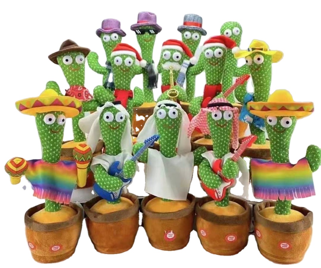 Hot Sale Funny Wriggle Doll Talking Game Singing Plush Toy Recording Musical Toy Dancing Cactus