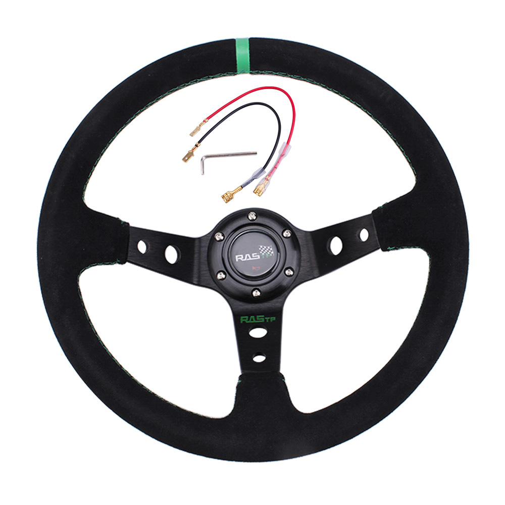 RASTP 14inch Suede Leather Deep dish Car sports Racing Drifting Steering Wheel