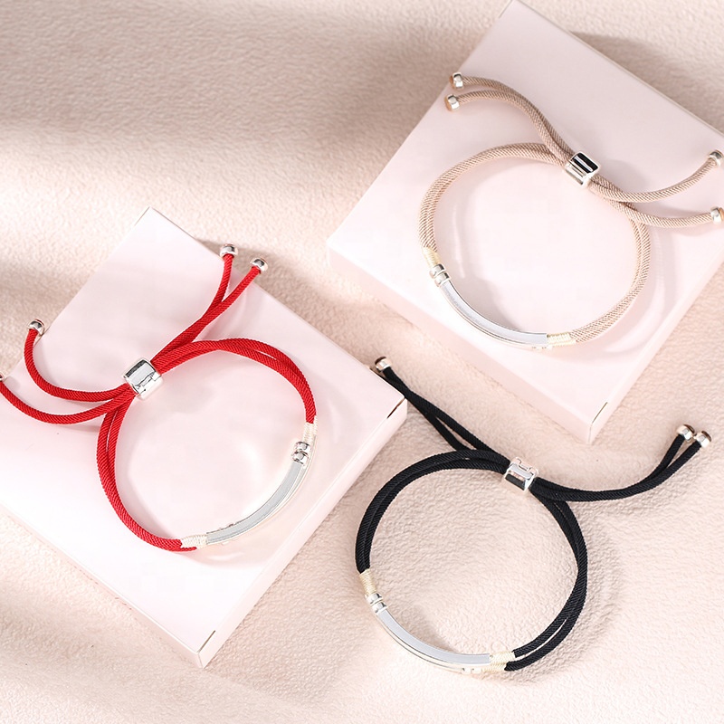Adjustable Rope Lucky Wristband Popular Handmade Jewelry Braided Sterling Silver Pulsera Bracelet