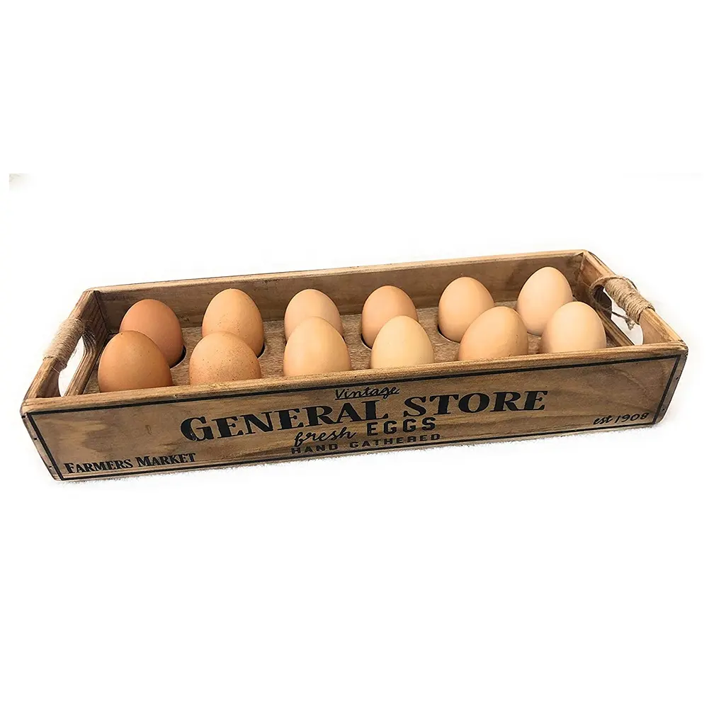 High Quality Wooden Egg Holder Rustic Farmhouse Storage Box