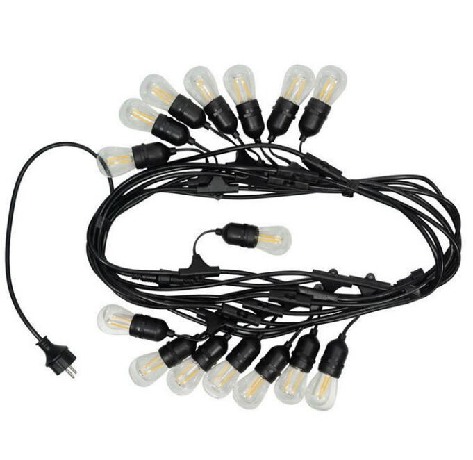 Outdoor IP65 Waterproof S14 LED Bulb 48ft 15sockets Christmas Festoon String E26 E27 bulbs lights