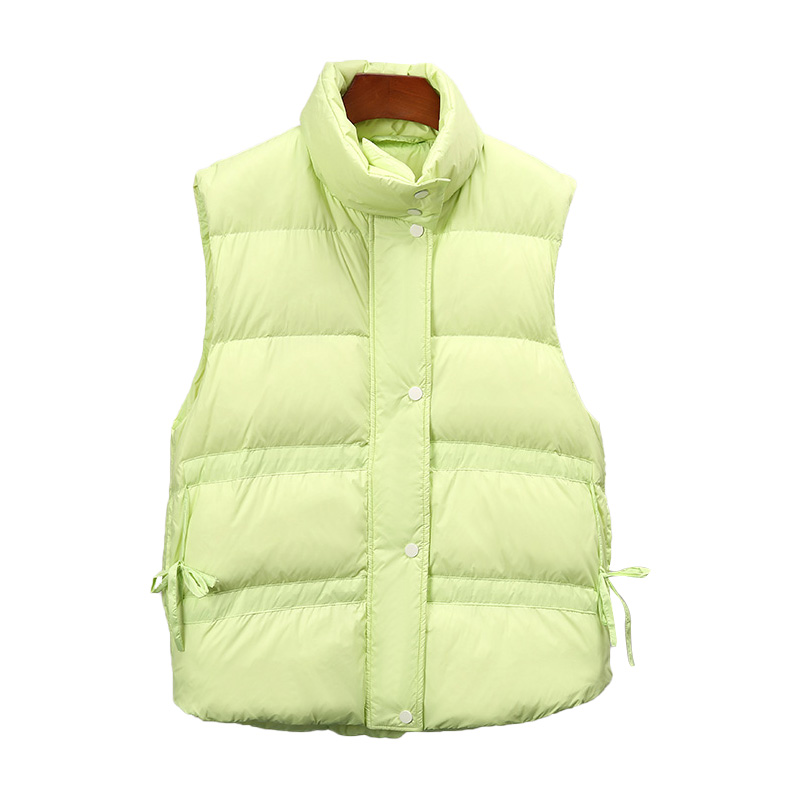 women autumn winter down feather filling waist coat fashion puffy padded vest for girls