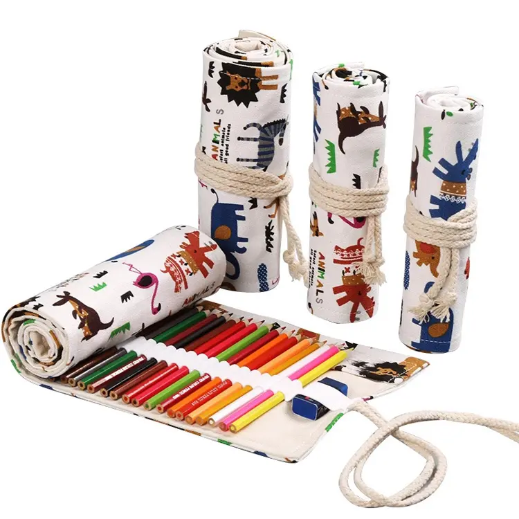 Cheaper Hot Sale Eco-friendly roll up canvas Cartoon Stationery Set Promotional Gifts School Supplies Stationary Set For Kids