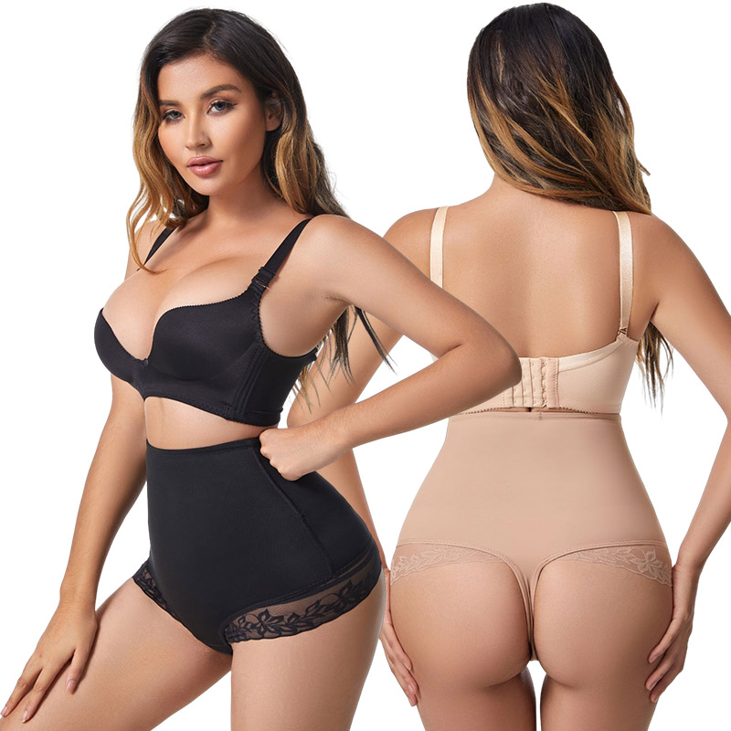 High Waist Thong Shaper Women Seamless Shapewear Waist Cincher Panty With Bones Plus Size Tummy Control Thong Panty