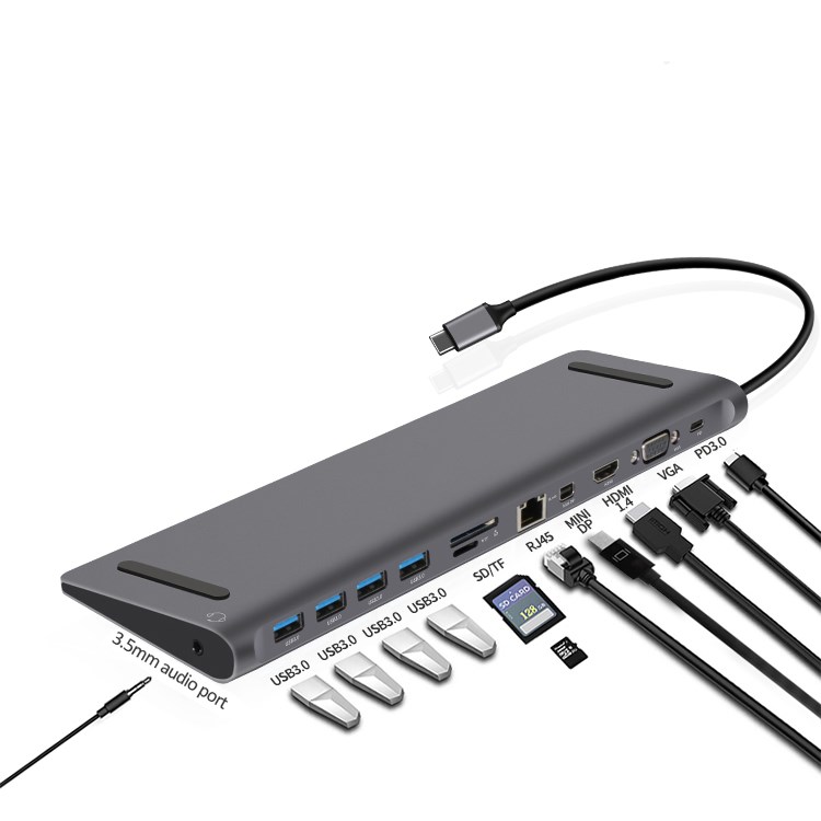 Usb док-станция для 12 в 1 взаимный обмен данными между компьютером и периферийными устройствами C концентратор к HD 4K Ethernet USB-C док-станция для ноутбука Macbook DELL Samsung