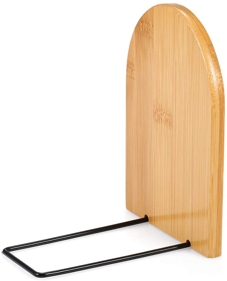 Combohome Wood Bookends Beech Bamboo Book Rack Holder Bookend Wall Shelves Storage Wooden Stand
