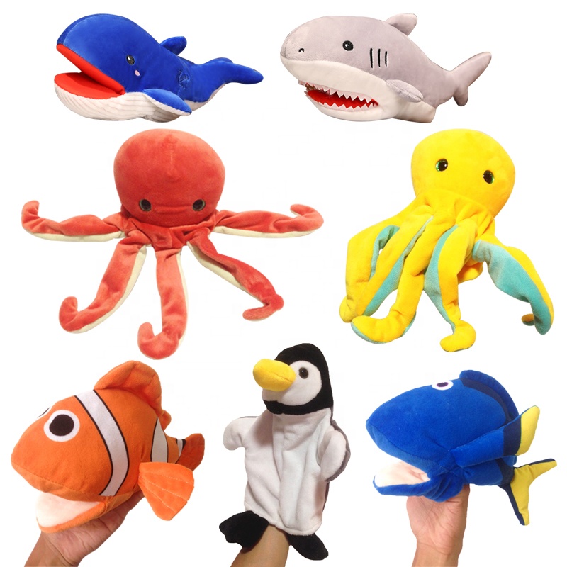 Cute Fish Hand Puppets Sea Animals Plush Toy Shark Hand Puppet