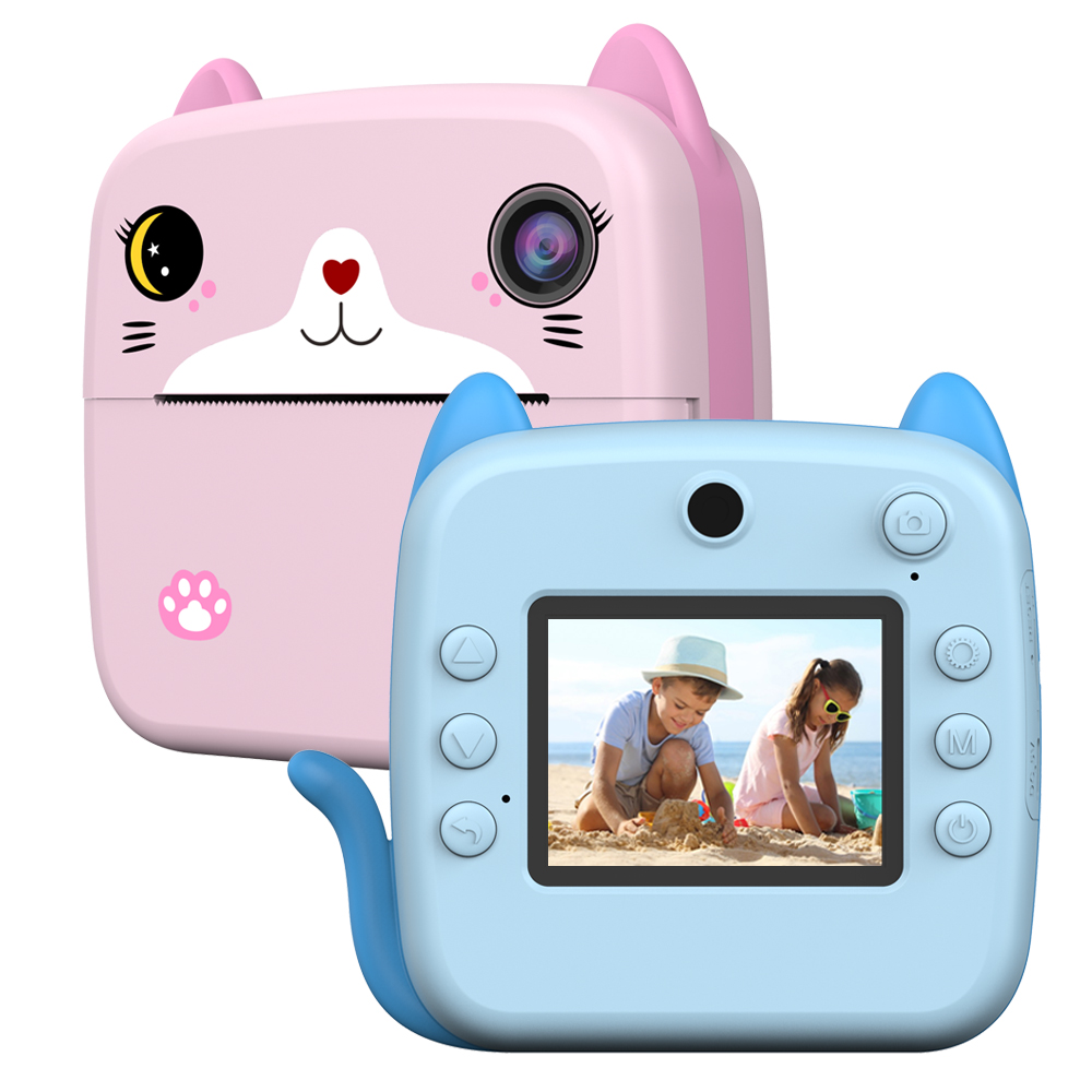 Kids Instant Print Camera Zero Ink Toy Camera with Print Paper Boys Girls Portable Cartoon Creative Mini Print Selfie Camera