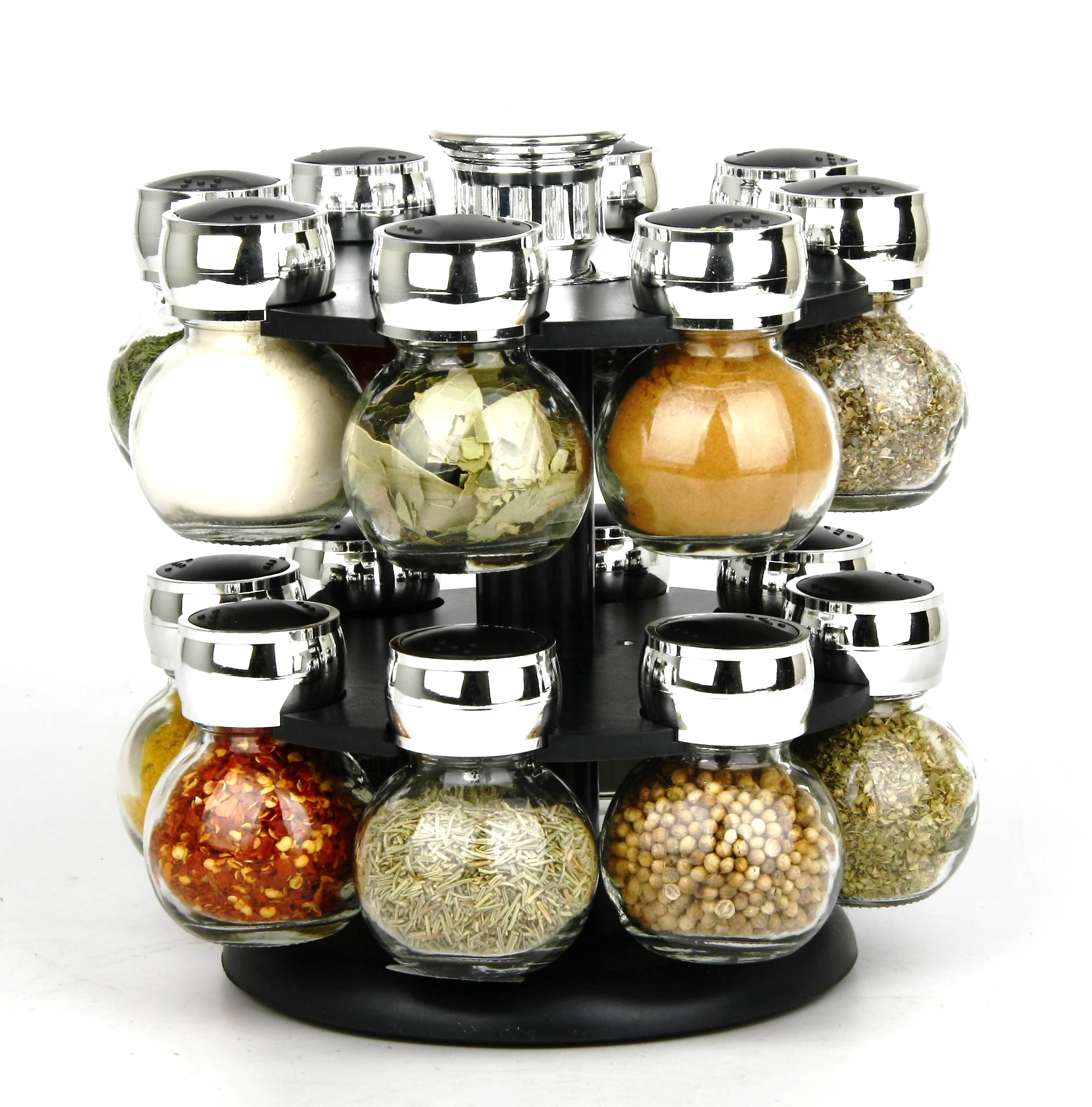 Rotating Big Spice Jar Box Set With Spice Rack Standing With 16 Spice Bottles Jars