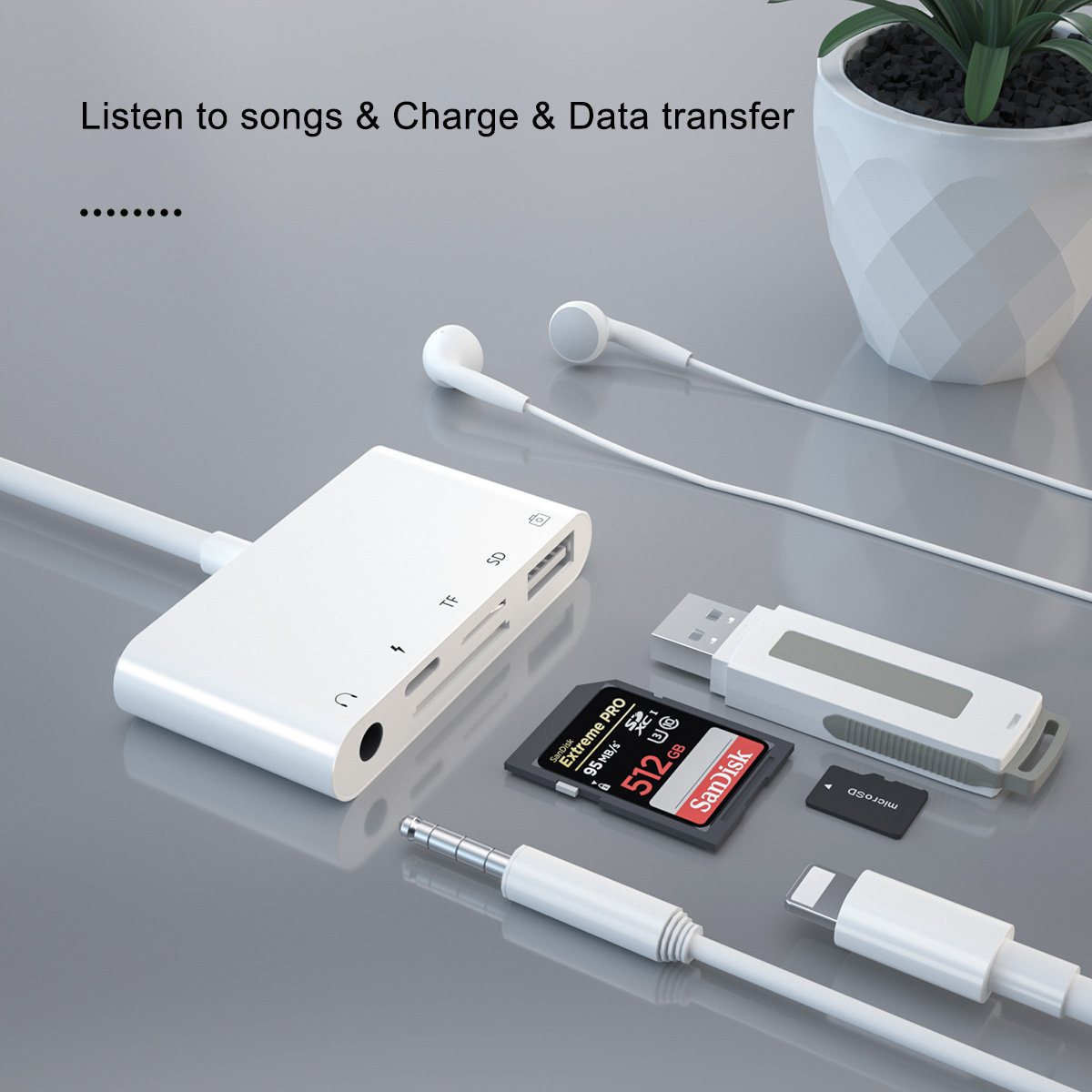 USB OTG камера SD кард-ридер разъем для наушников адаптер Свет ning к USB 3 камера адаптер для iPhone