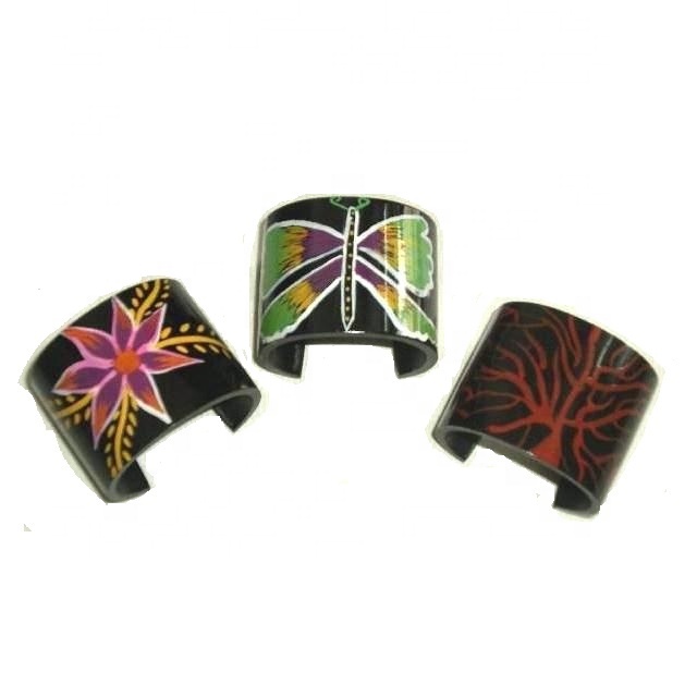 Hand Painted Wooden Bangles painted with flower design