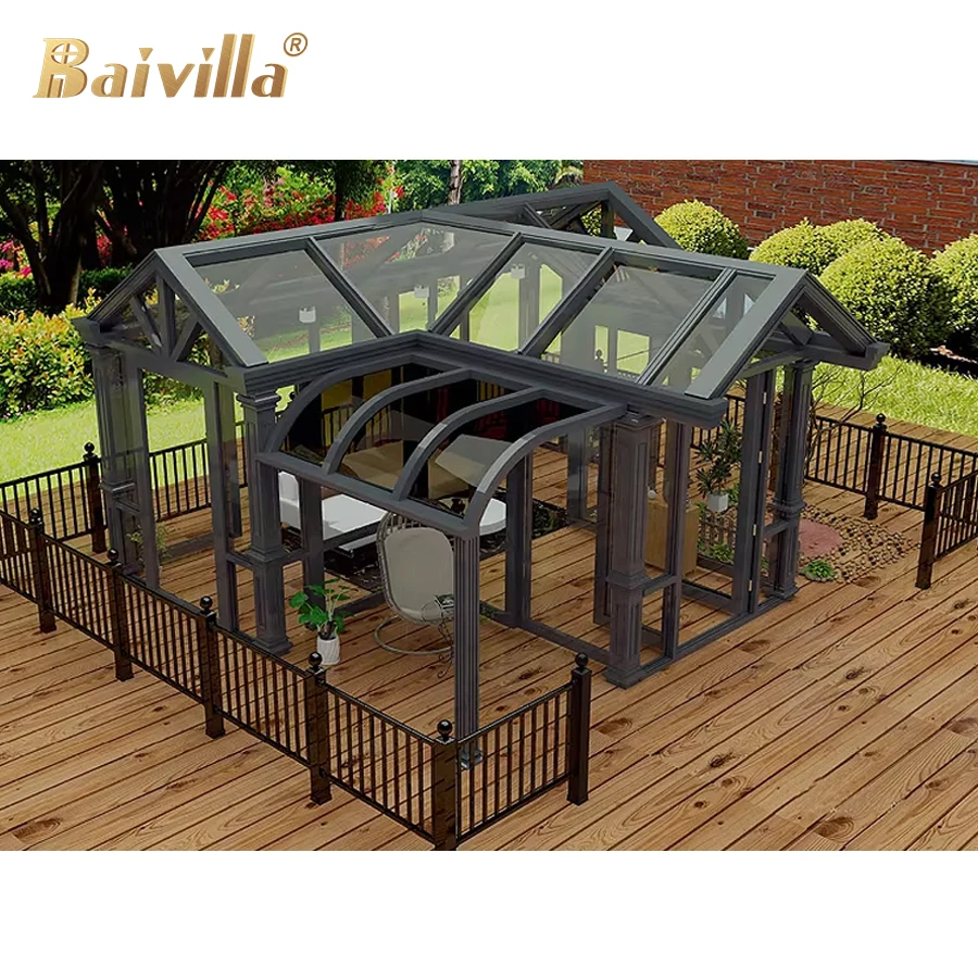 Factory Price High Quality Aluminum and Tempered Combined Glass Outdoor Green Houses Garden Greenhouse