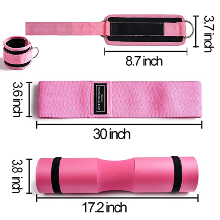 Wholesale Black Red Blue Pink Weightlifting Barbell Pad Barbell Cushion Pad Barbell Glute Pad With Strap