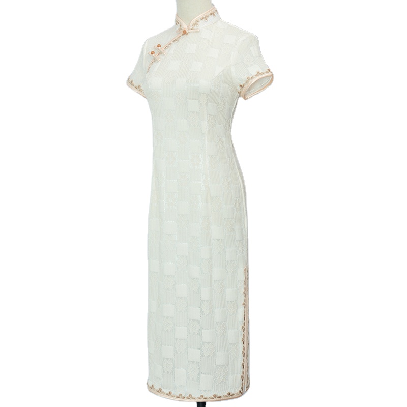 Factory Customized Composite Lace Cream-colored Style Skirt Plus Size Qipao Women