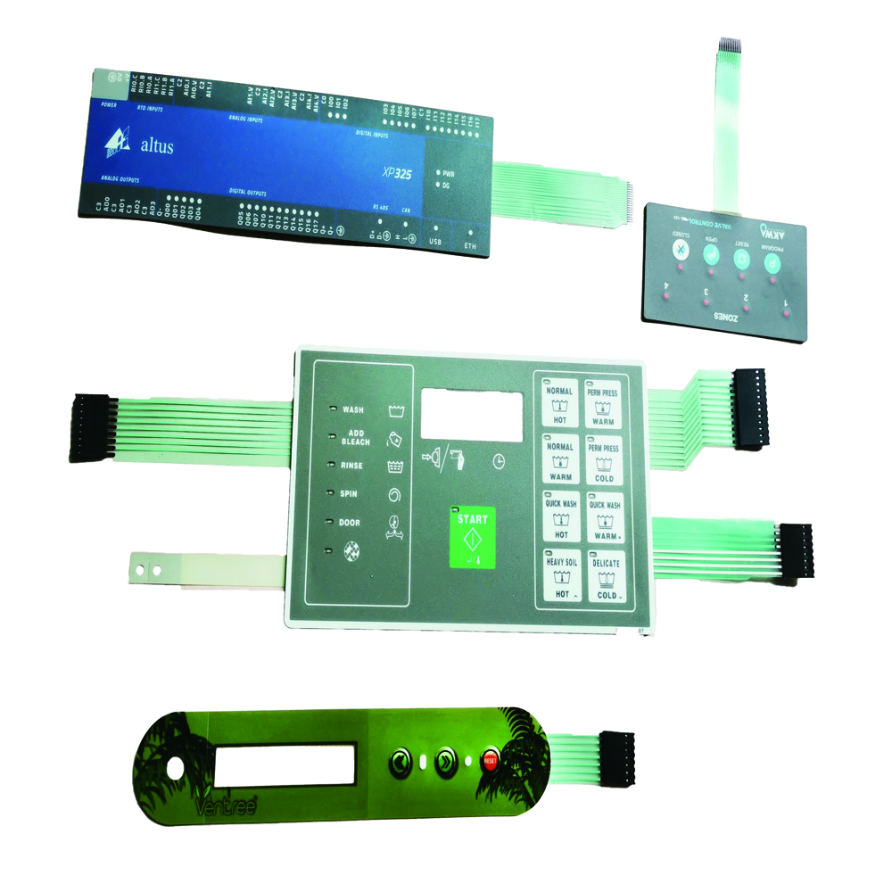 custom embossed button membrane keypad with window graphic overlay