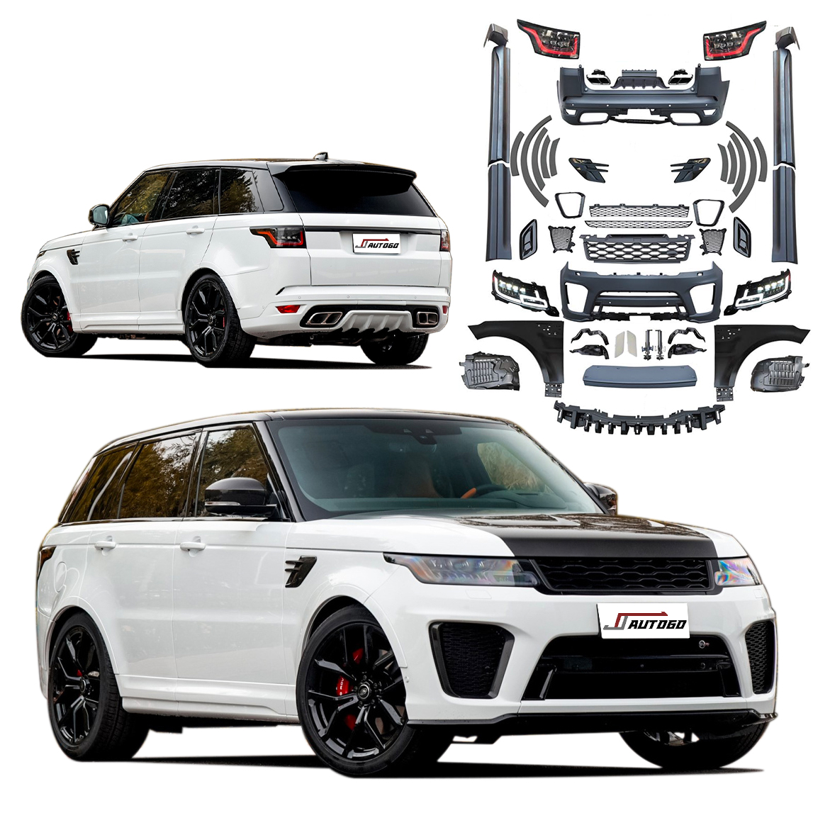 Автомобильный рестайлинг, обвес для Land Rover Range Rover Sport 2014-2017, обновление до гонок 2020, стиль SVR, аксессуар для бампера