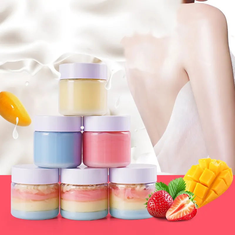 Custom Logo Natural Ice Cream Skin Care Moisturizing Organic Rainbow Colorful Creamy Texture Coconut Oil Body Butter Cream