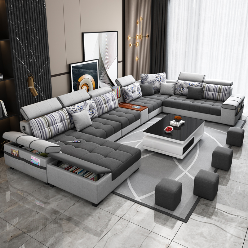Cheap Furniture Sofa Living Room Set European Style Luxury Fabric L Shape Sofa Recliner Sofa