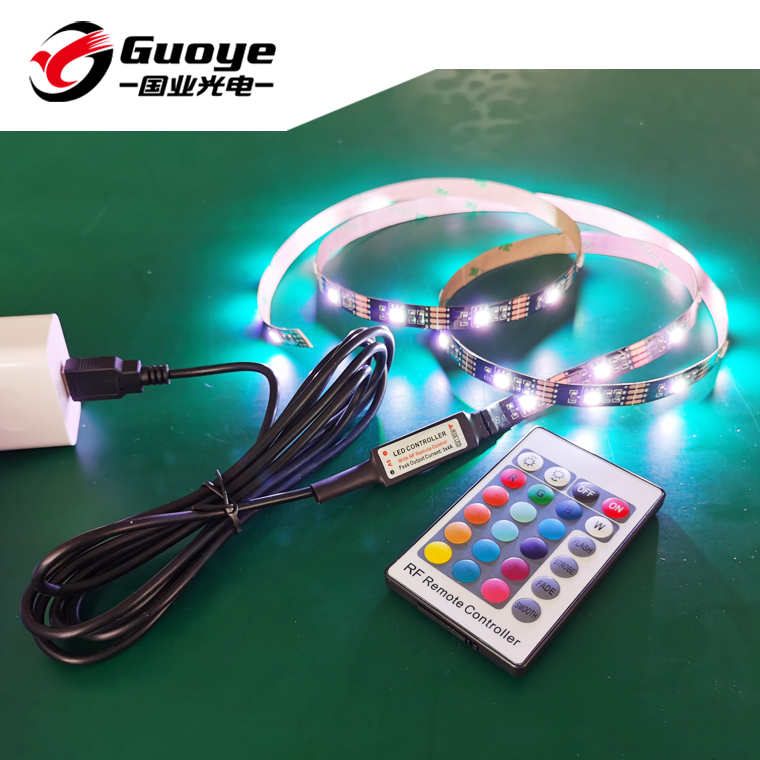 Заводская светодиодная подсветка для телевизора, 5 В, 5050, 30 светодиодов, RGB, 1 метр, USB, RF, ИК, контроллер с 24 кнопками, предложение, изготовленная на заказ гибкая лента rgb, usb-подсветка