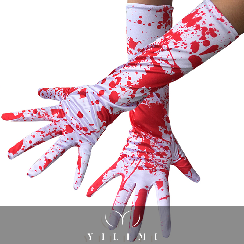 Halloween blood gloves Cosplay gloves Blood drops scary blood ghost hands themed party gloves
