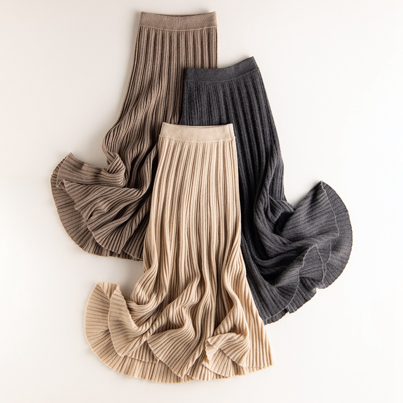 2021 new design winter women knitted cashmere dress elegant casual fashion Super soft Warm ladies Long Knitted Skirts