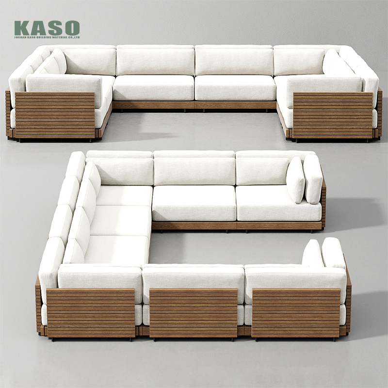 Hotel Modern Sofa Set Garden Teak Outdoor Furniture Aluminum Wood Patio Outdoor Couch Sectional Teak Luxury Garden Sofa Set