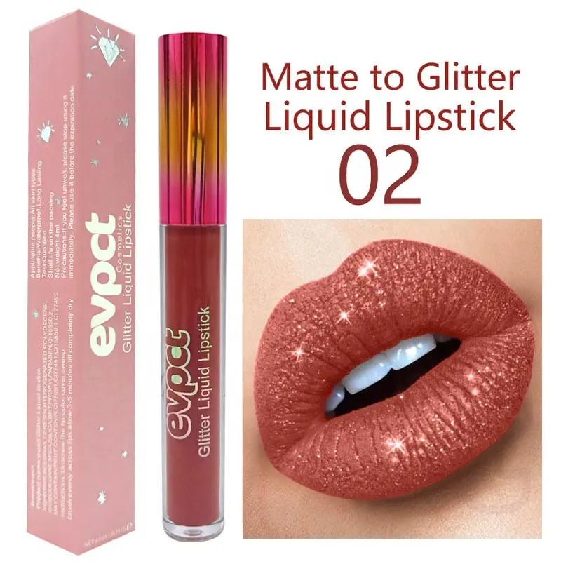 Wholesale 15 Colors 24 Hours Long Lasting Matte Metallic Lipgloss Makeup Vegan Glitter Liquid Lipstick