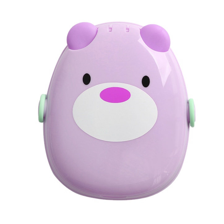 Amazon Bpa-free Food Grade Children's Divided Lunch Box Bear Shape Kids Bento Box with Cutlery Plastic