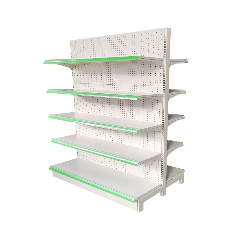Supermarket Shelf Display Gondola Double Sided Milk White Shelves Display Rcaks