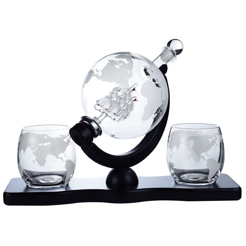 Globe Wine Decanter crystal Glass Cup set 900ml 300ml