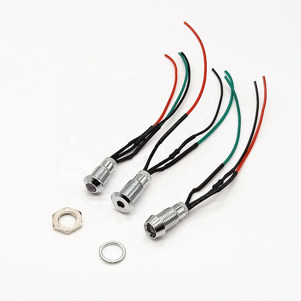 Taidacent 3 5 6 12 24V 8mm LED Indicator Light Metal Dual Color Signal Indicator Light LED Beads with Cable for Power Charger