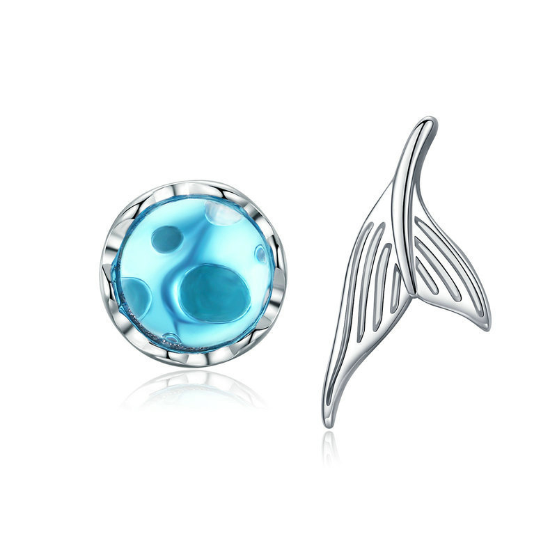 925 sterling silver earrings mermaid hot sale fashion trendy platinum-plated stud earrings in stock cross-border jewelry