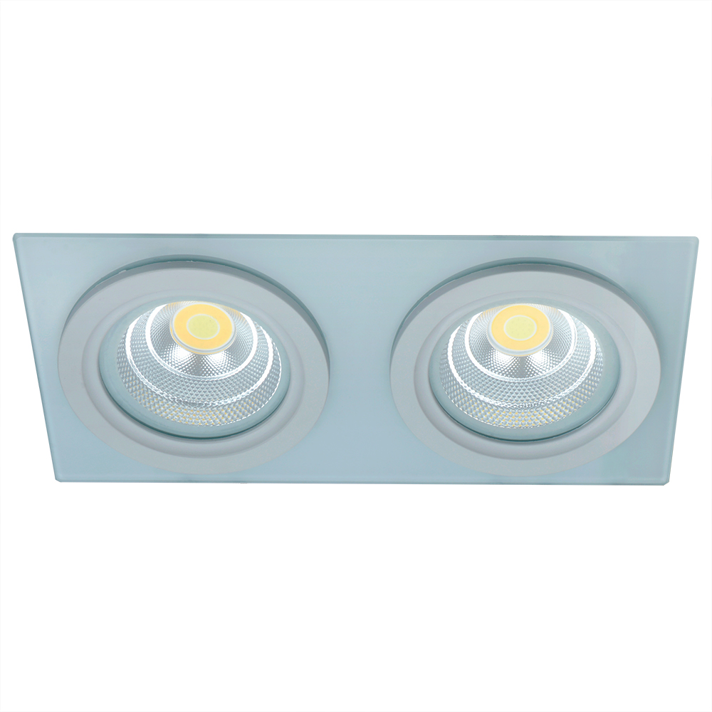 Square Rectangle Recessed Tunable White Silver Double Twin Two Head Grille Cob Led Downlight