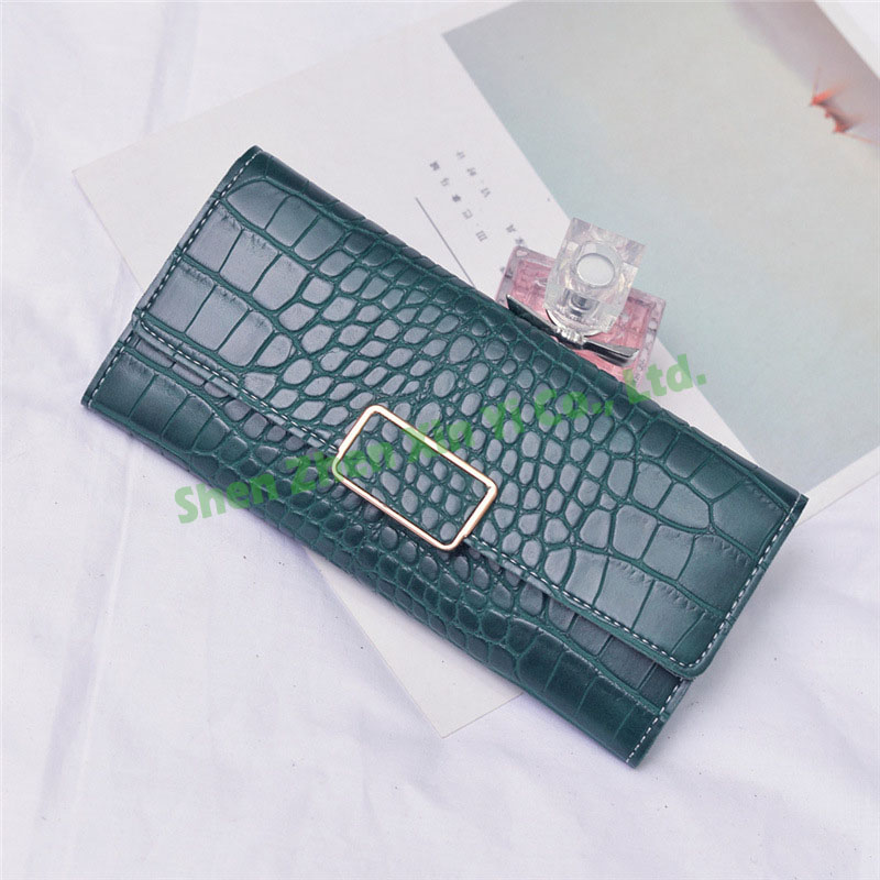 Crocodile Print long Phone Holder cheap wallets leather woman ladies purse trifold wallet