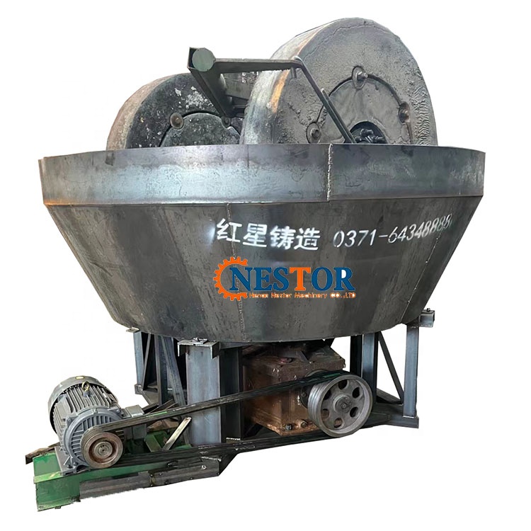 2 Tons Per Hour Gold Milling Machine Gold Stamp Round Mill/ Gold Ore Grinding Mill/ Wet Pan Mill For Gold