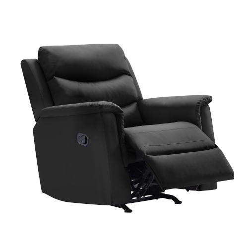 Modern simple style black leather lounge living room recliner leathaire sofa bed