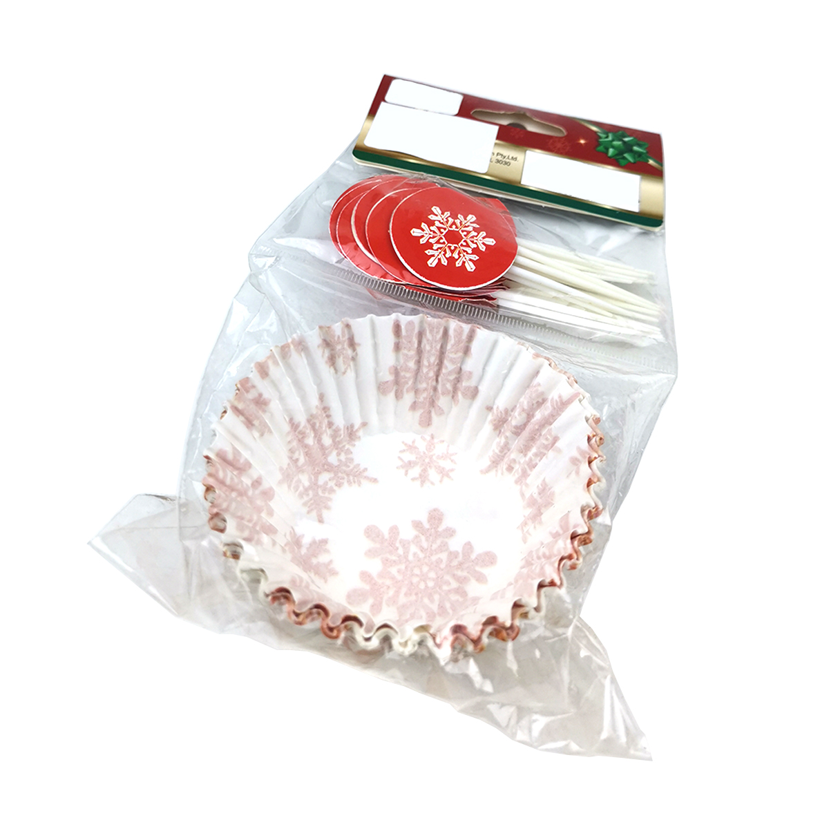 24 patterned paper baking cups and 24 picks toothpick with flower sticker for kitchen