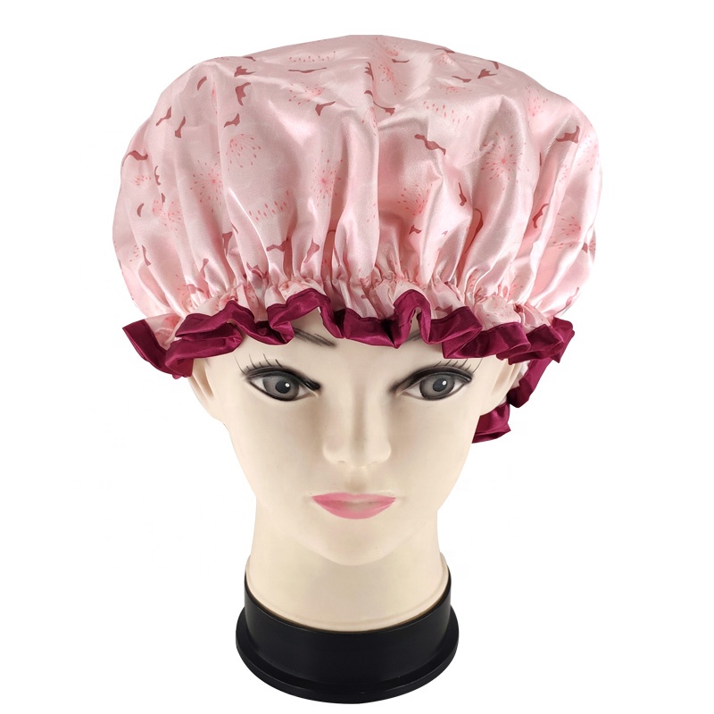 QUIET GIRL Customized Personalized Reusable Shower Caps Fancy Luxury Shower Cap plam leaves