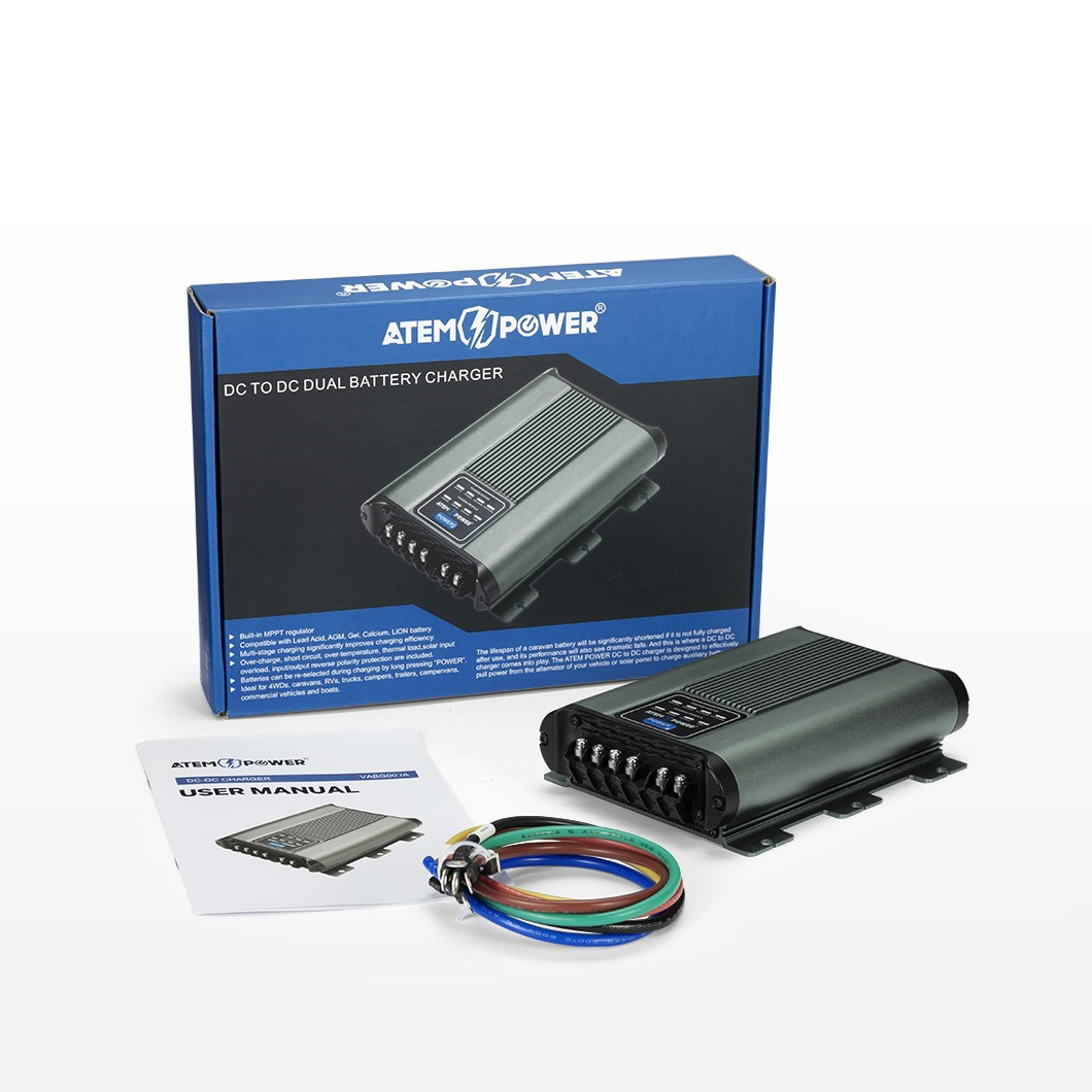 Для AUS быстрое прибытие ATEM POWER 12V 20A MPPT Двойной аккумулятор система Комплект DC to DC зарядное устройство