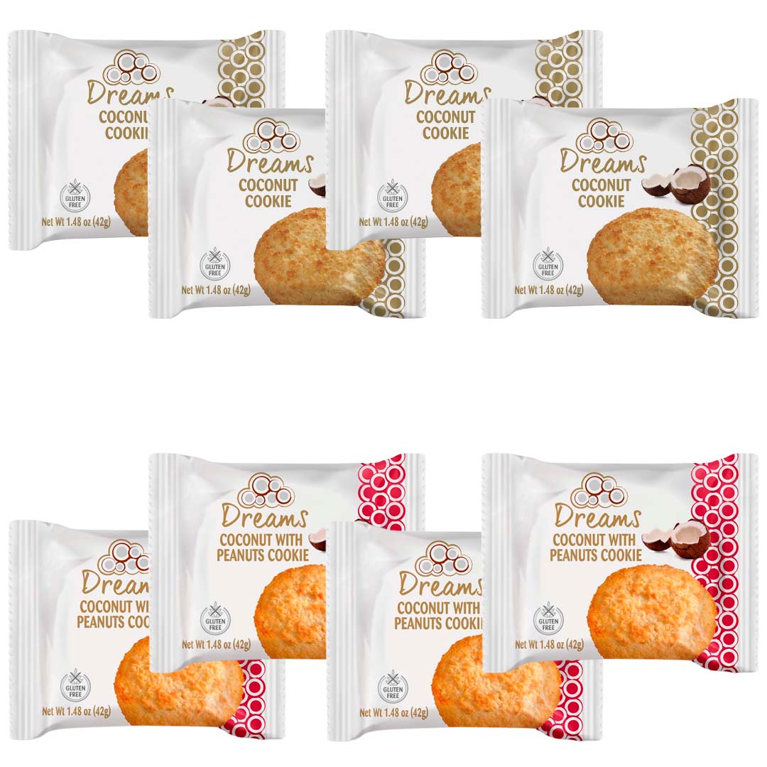 Coconut Cookie With Peanuts Cookie Macaroons, Healthy Snacks, Gluten-Free, Protein And Nutrient Packed 2 Box 4 Units Each