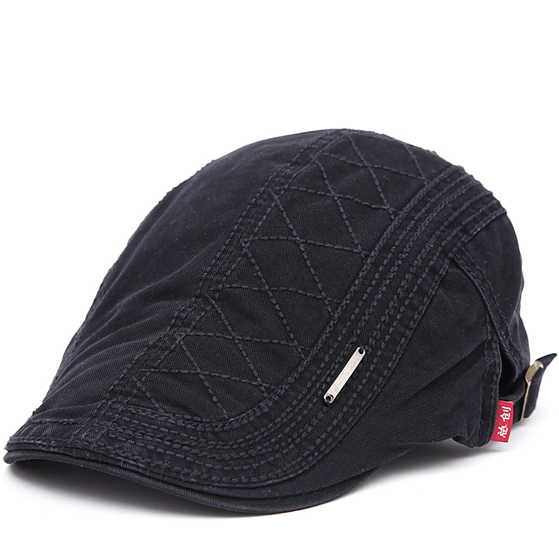 New Autumn outdoor Sports Cotton Berets Hats For Men Casual Peaked Hats grid embroidery Berets Hats Casquette