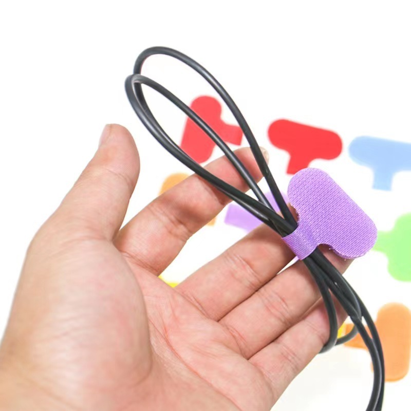Colorful cable classification labels Velcro writable nylon label Adhesive tie cable ties
